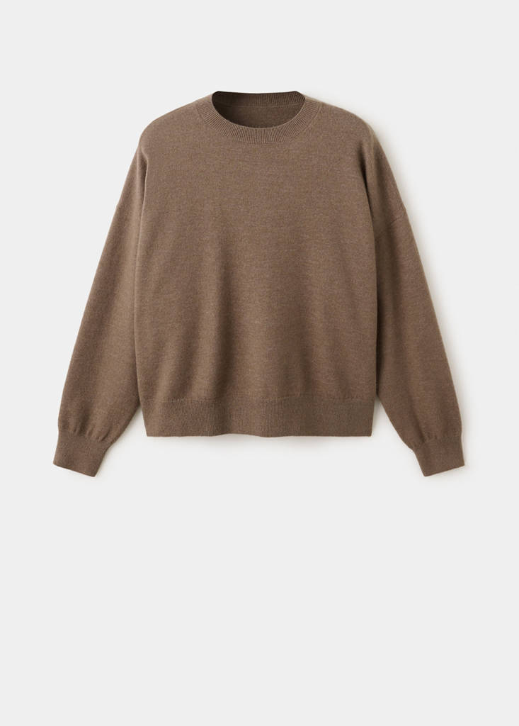 Oversized round-neck sweater — Medium Brown