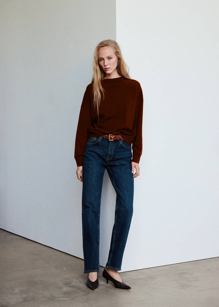 Oversized round-neck sweater — Russet