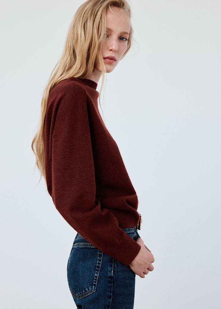 Oversized round-neck sweater — Russet
