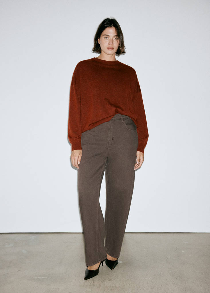 Oversized round-neck sweater — Russet