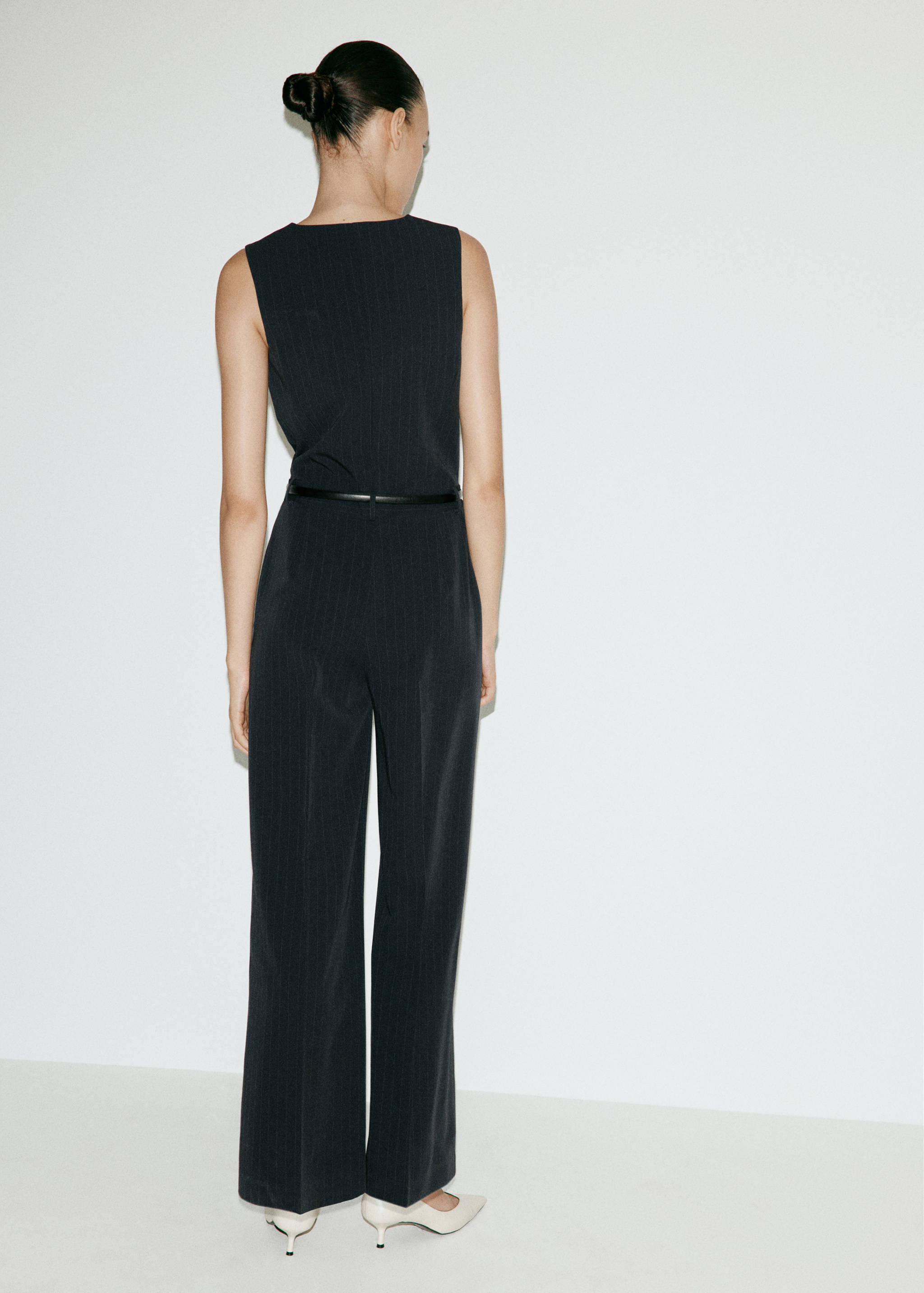 Pinstriped belted jumpsuit - Reverse of the article