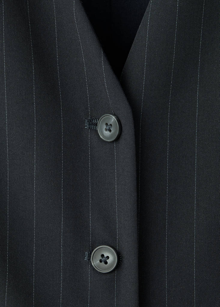 Pinstripe jumpsuit with belt — Navy