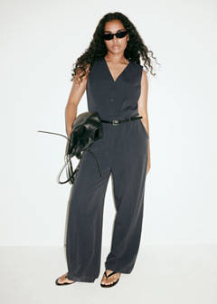 Pinstripe jumpsuit with belt — Navy 5