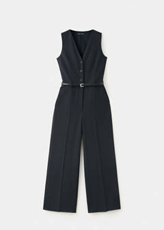 Pinstripe jumpsuit with belt — Navy 8