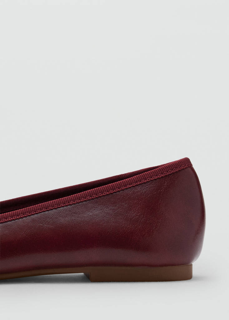 Metallic ballet flats with bow — Burgundy