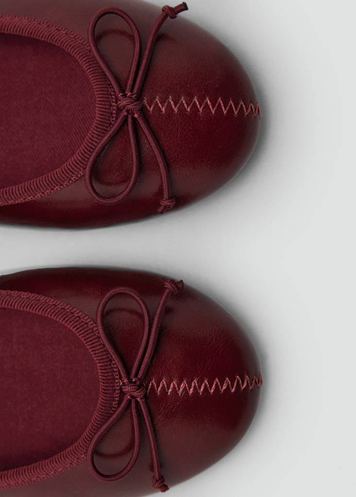 Metallic ballet flats with bow — Burgundy