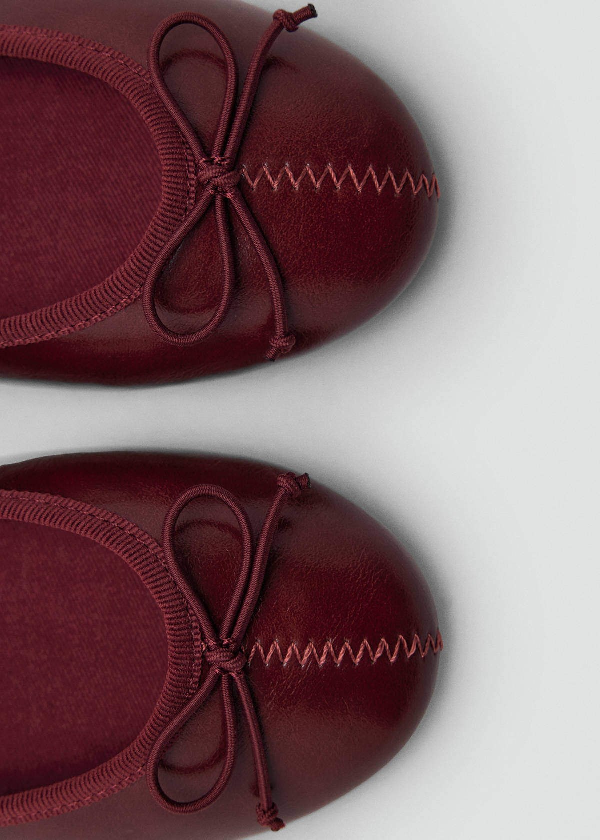 Metallic ballet flats with bow — Burgundy