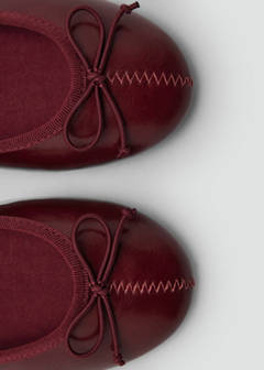 Metallic ballet flats with bow — Burgundy 4