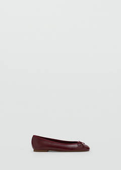 Metallic ballet flats with bow — Burgundy 1