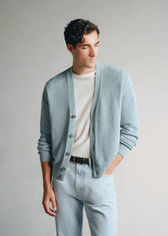 100% cotton cardigan, Pinori Filati yarn — Sky Blue 1