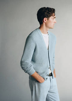 100% cotton cardigan, Pinori Filati yarn — Sky Blue 5