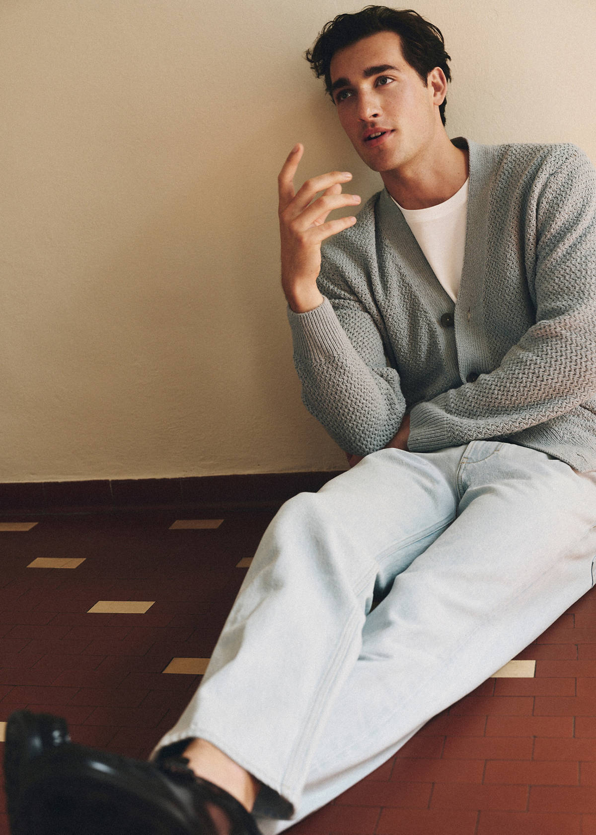 100% cotton cardigan, Pinori Filati yarn — Sky Blue