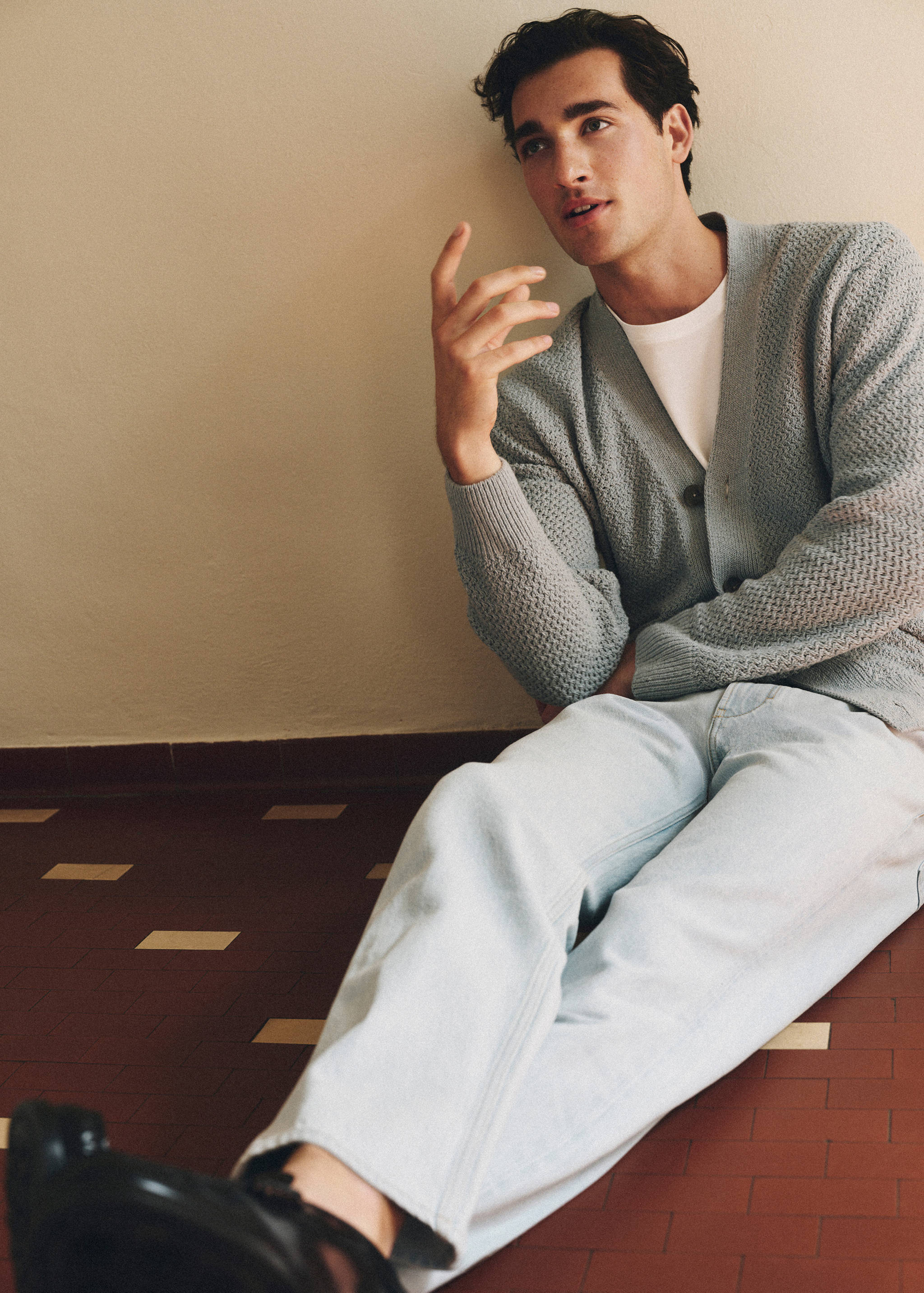 100% Italian cotton cable-knit cardigan - Details of the article 5
