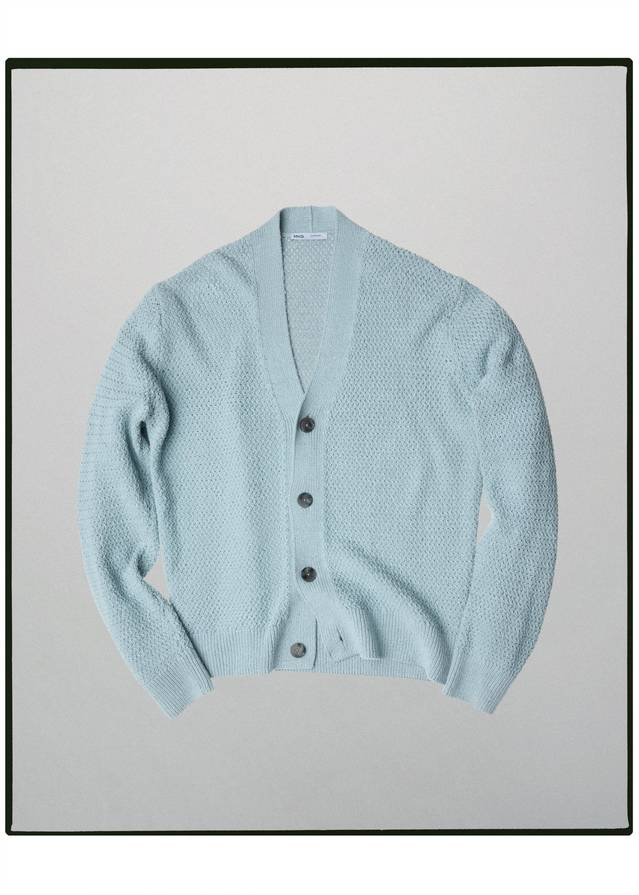 100% cotton cable-knit cardigan made in Italy - Article without model, Sky Blue. Ref: 37085839-00.