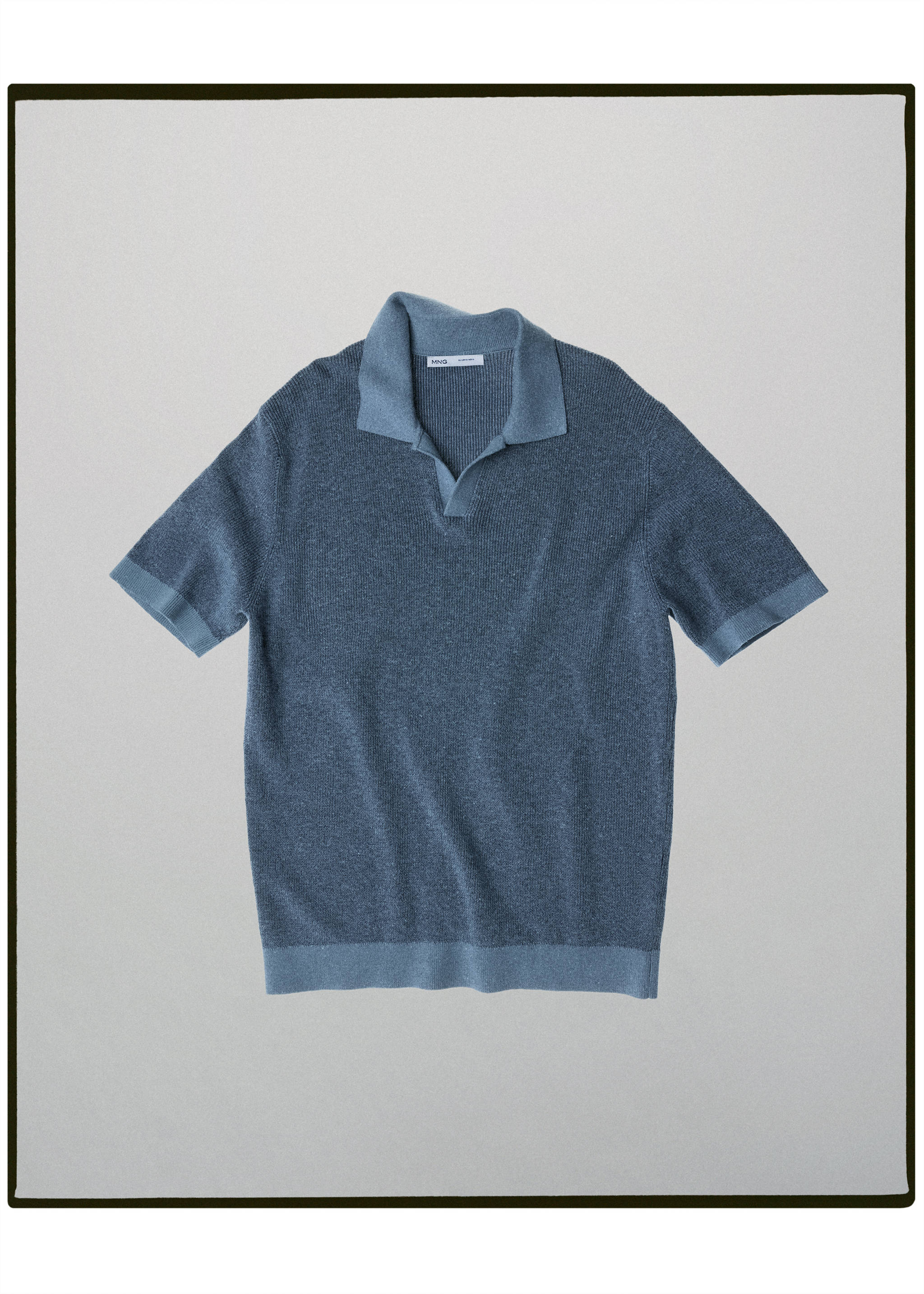 Polo mezcla algodón canalé - Artículo sin modelo, Azul marino. Ref: 37085841-00.