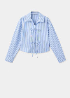 Striped bow blouse — Sky Blue 4