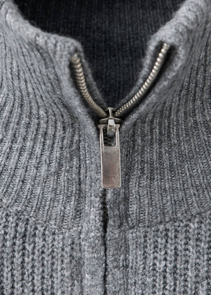 Ribbed zip-up cardigan — Medium Heather Grey