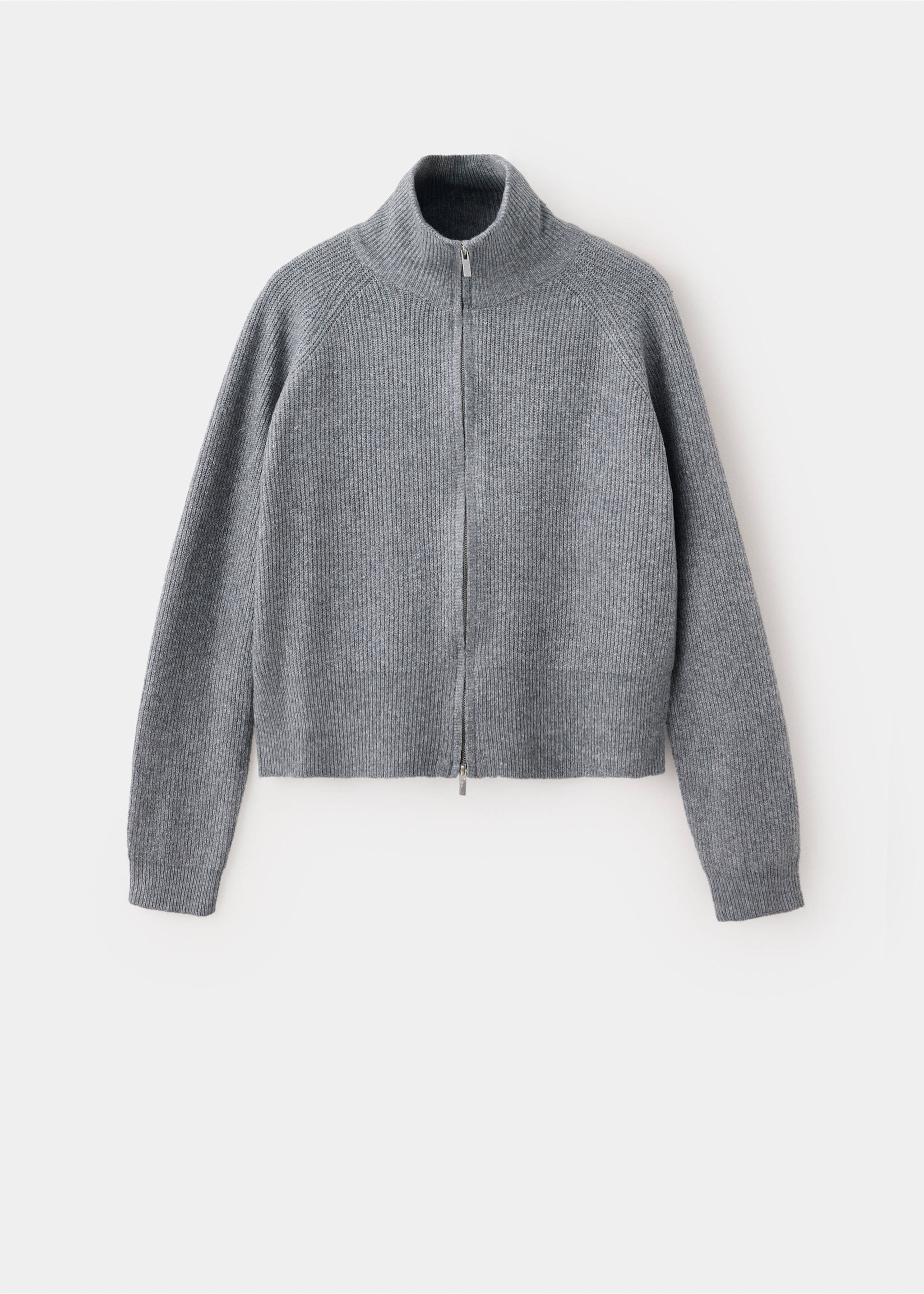 Ribbed zip-up cardigan - Article without model, Medium Heather Grey. Ref: 37085844-00.