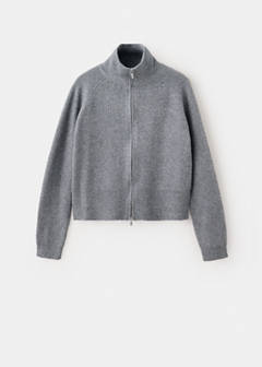 Ribbed zip-up cardigan — Medium Heather Grey 4