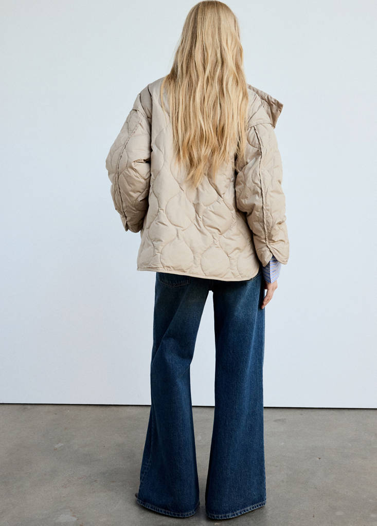 Padded anorak with removable scarf — Light/Pastel Grey