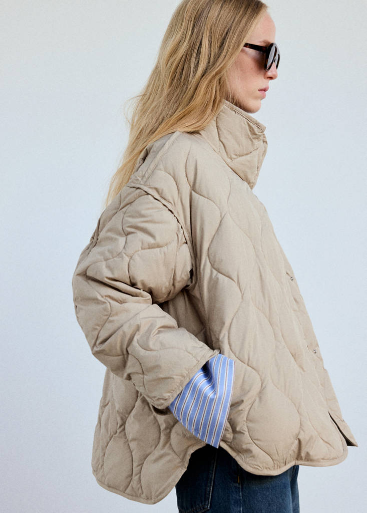 Padded anorak with removable scarf — Light/Pastel Grey