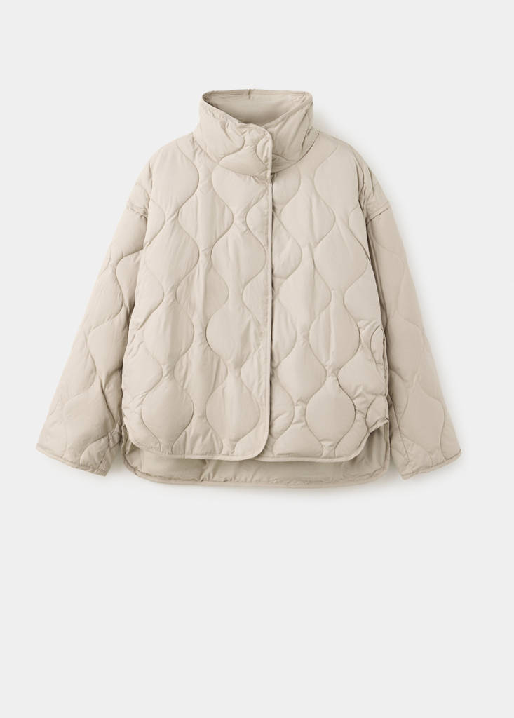 Padded anorak with removable scarf — Light/Pastel Grey