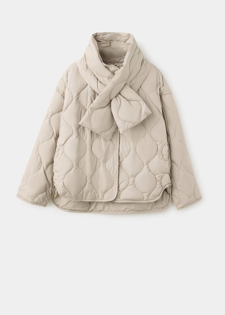 Padded anorak with removable scarf — Light/Pastel Grey