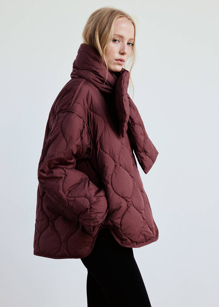 Padded anorak with removable scarf — Maroon