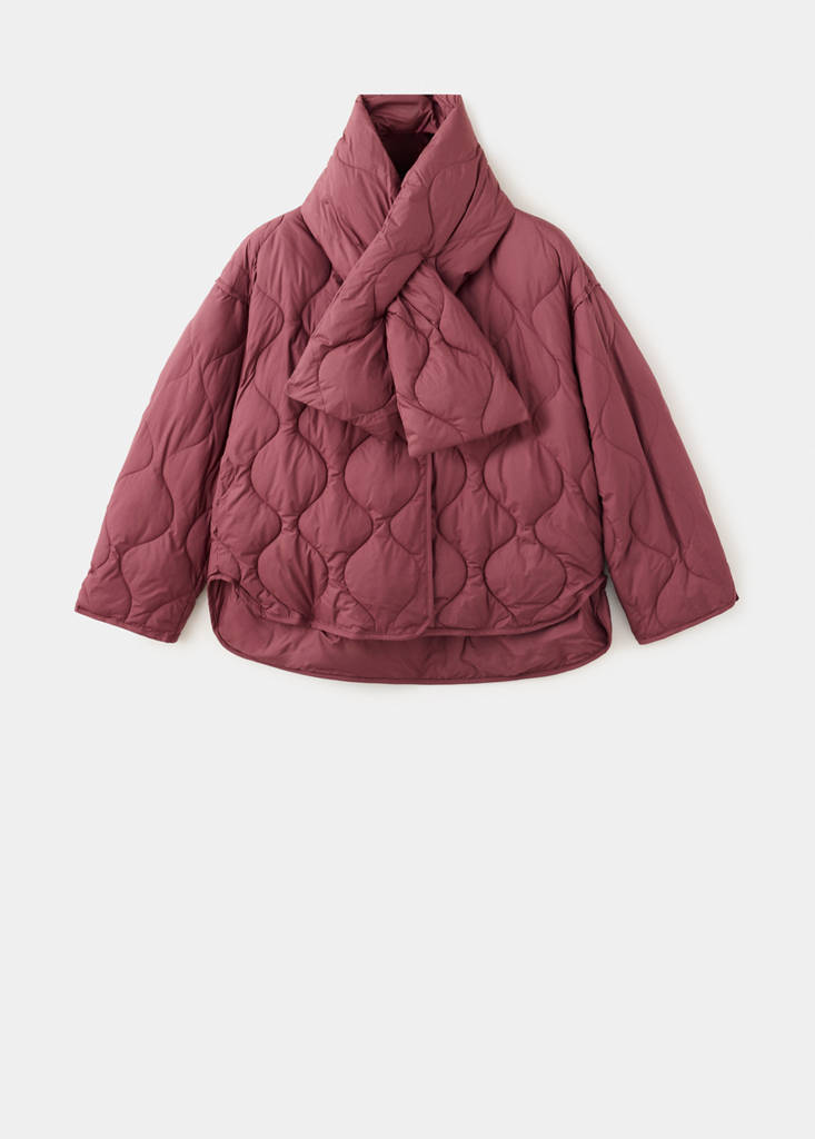 Padded anorak with removable scarf — Maroon