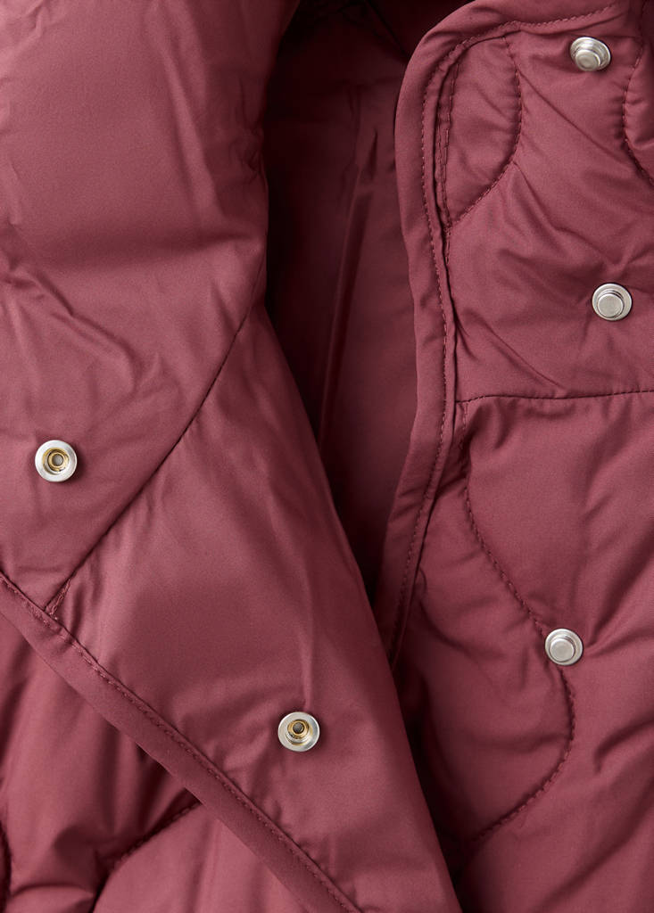 Padded anorak with removable scarf — Maroon