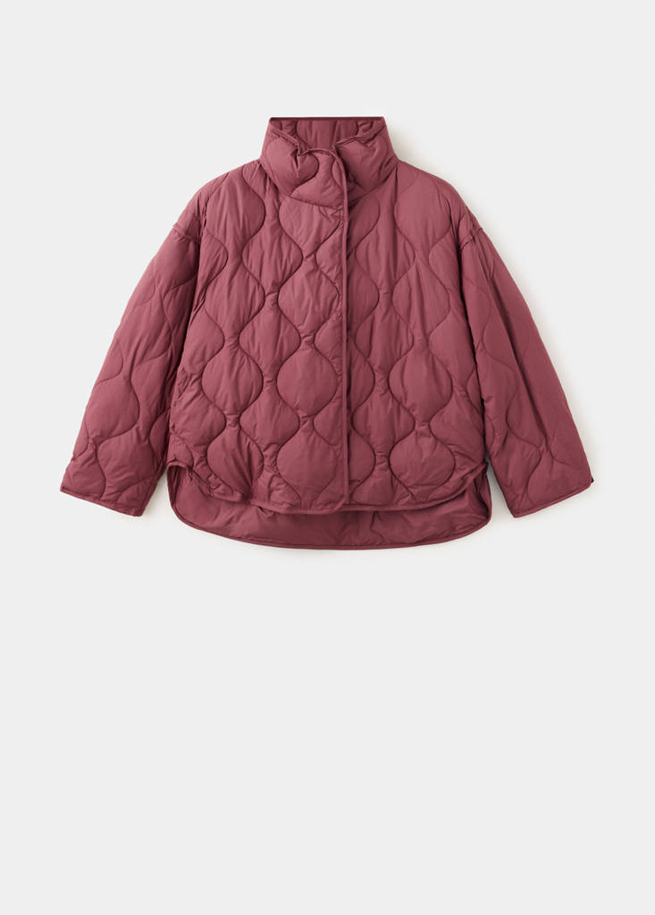 Padded anorak with removable scarf — Maroon