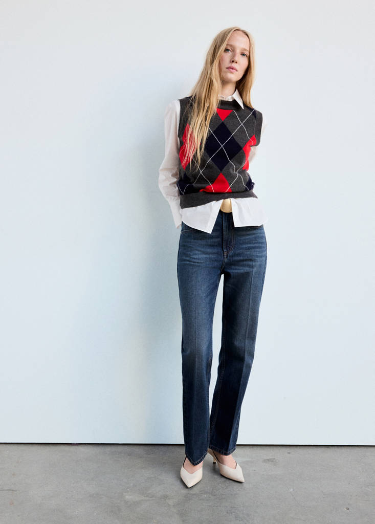 Argyle-knit vest