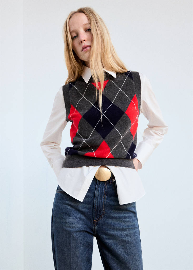 Argyle-Knit Vest