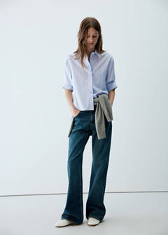 Striped shirt with three-quarter sleeves — Sky Blue 2