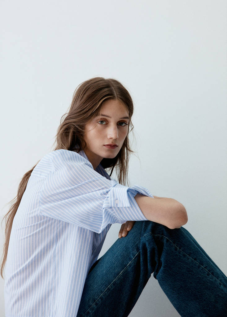 Striped shirt with strass — Sky Blue