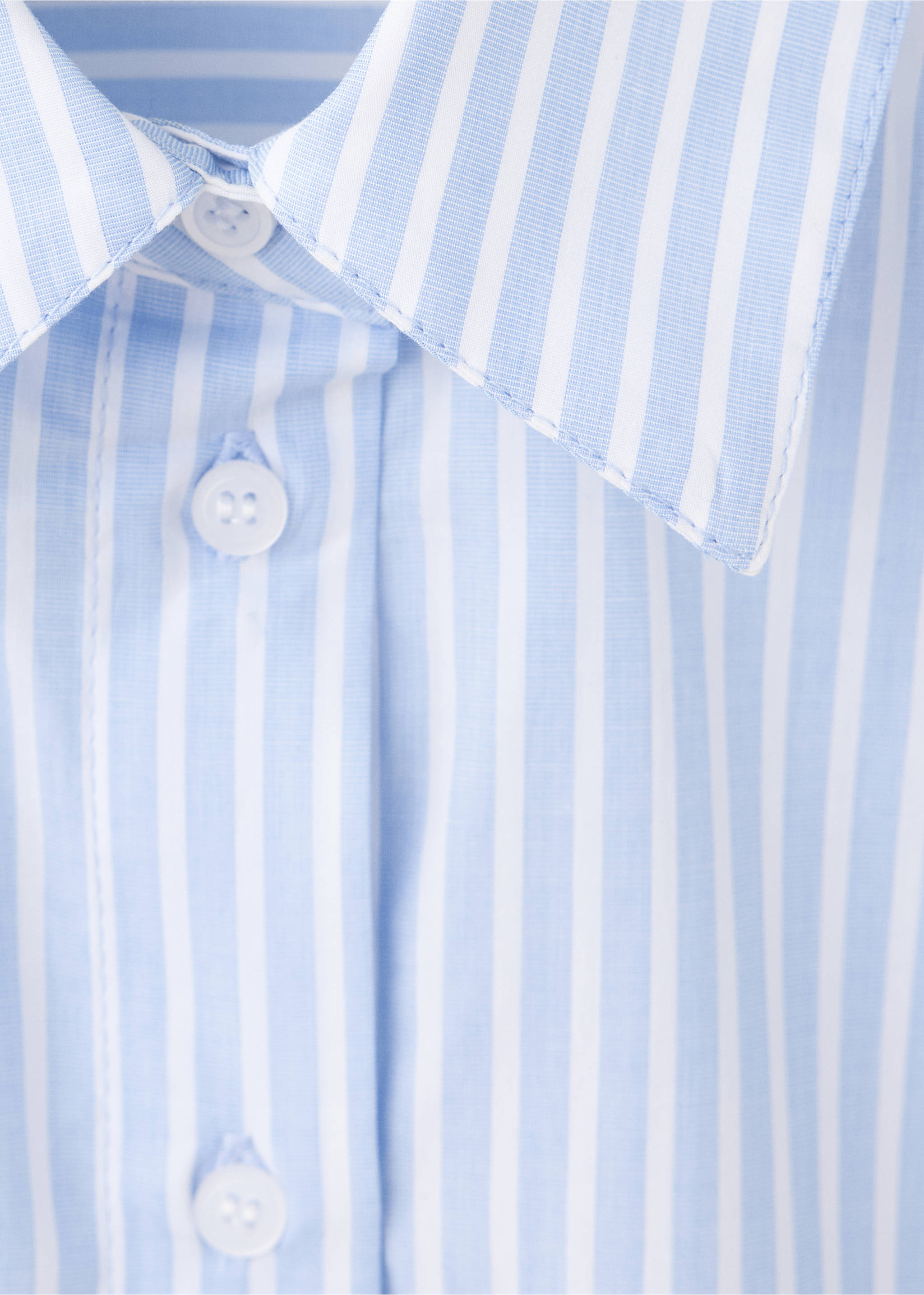 Striped shirt with three-quarter sleeves - Details of the article 8, Sky Blue. Ref: 37085848-00.