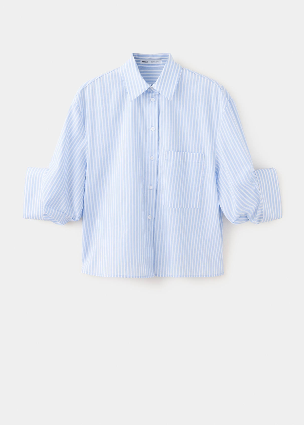 Striped shirt with three-quarter sleeves — Sky Blue
