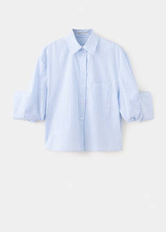 Striped shirt with three-quarter sleeves — Sky Blue 5