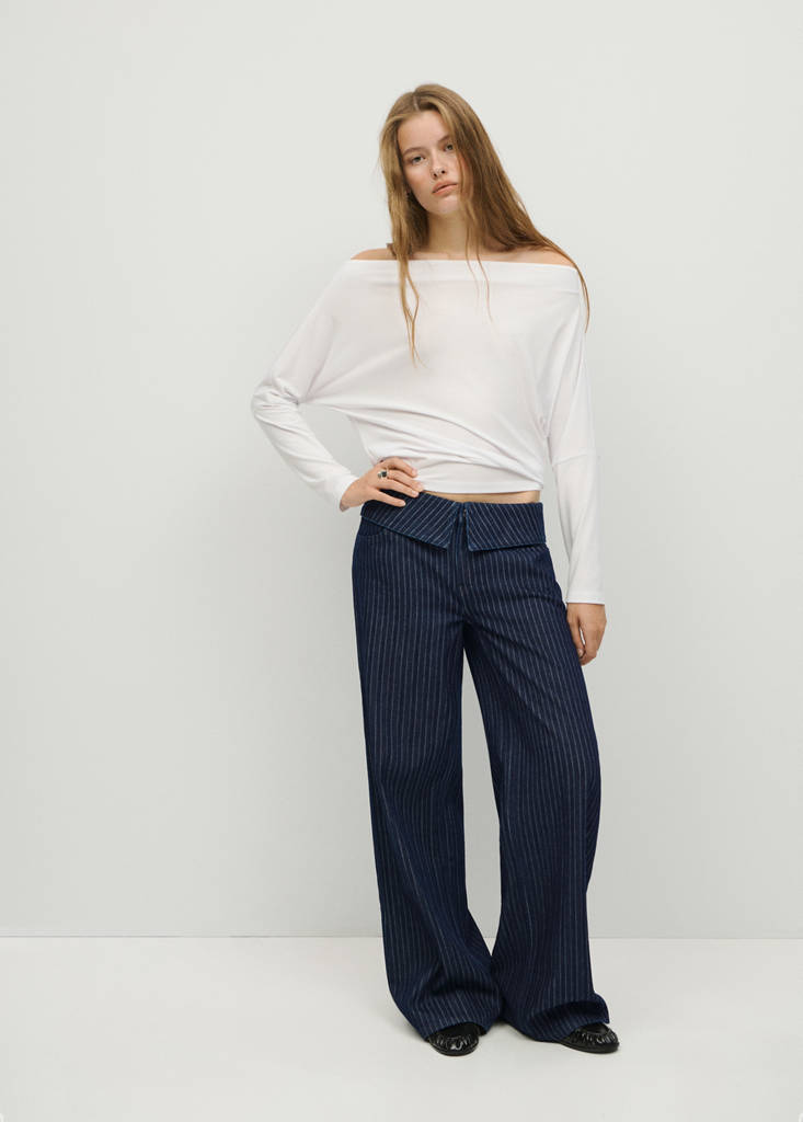 Wide leg pinstriped jeans — Open Blue