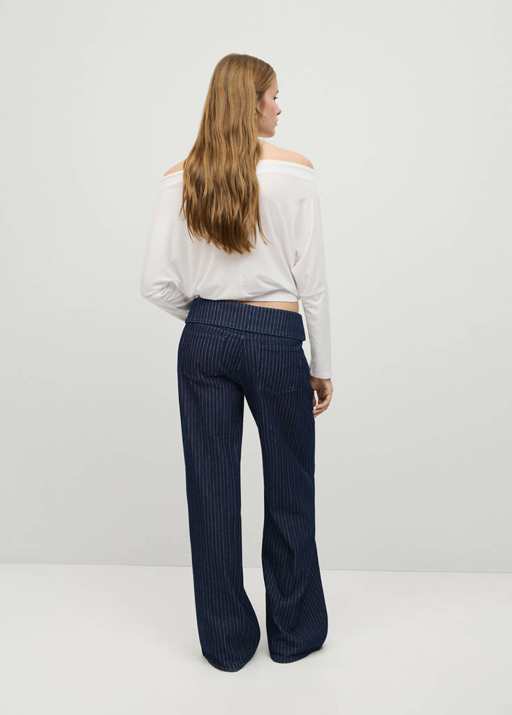 Wide leg pinstriped jeans — Open Blue