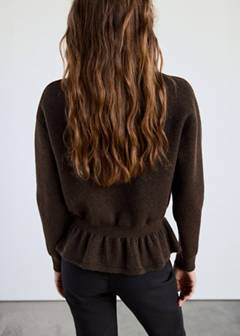Gathered low-waist knit jacket — Chocolate 3