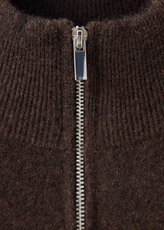 Gathered low-waist knit jacket — Chocolate 6