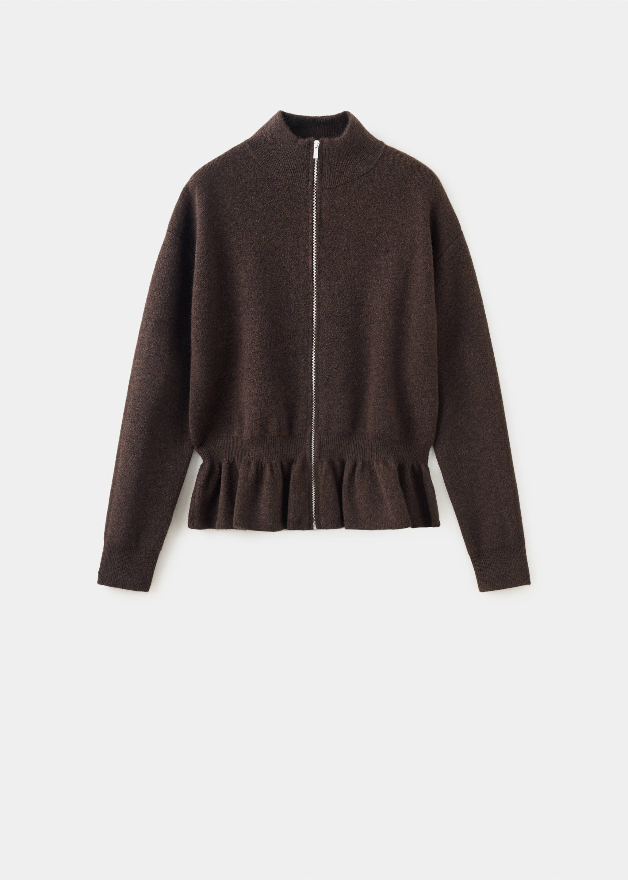 Veste en maille bas froncé - Article sans modèle, Chocolat. Ref: 37085850-00.