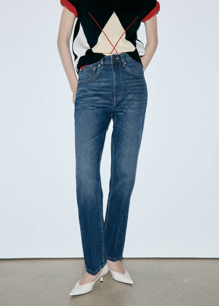 High waist straight jeans — Dark Blue