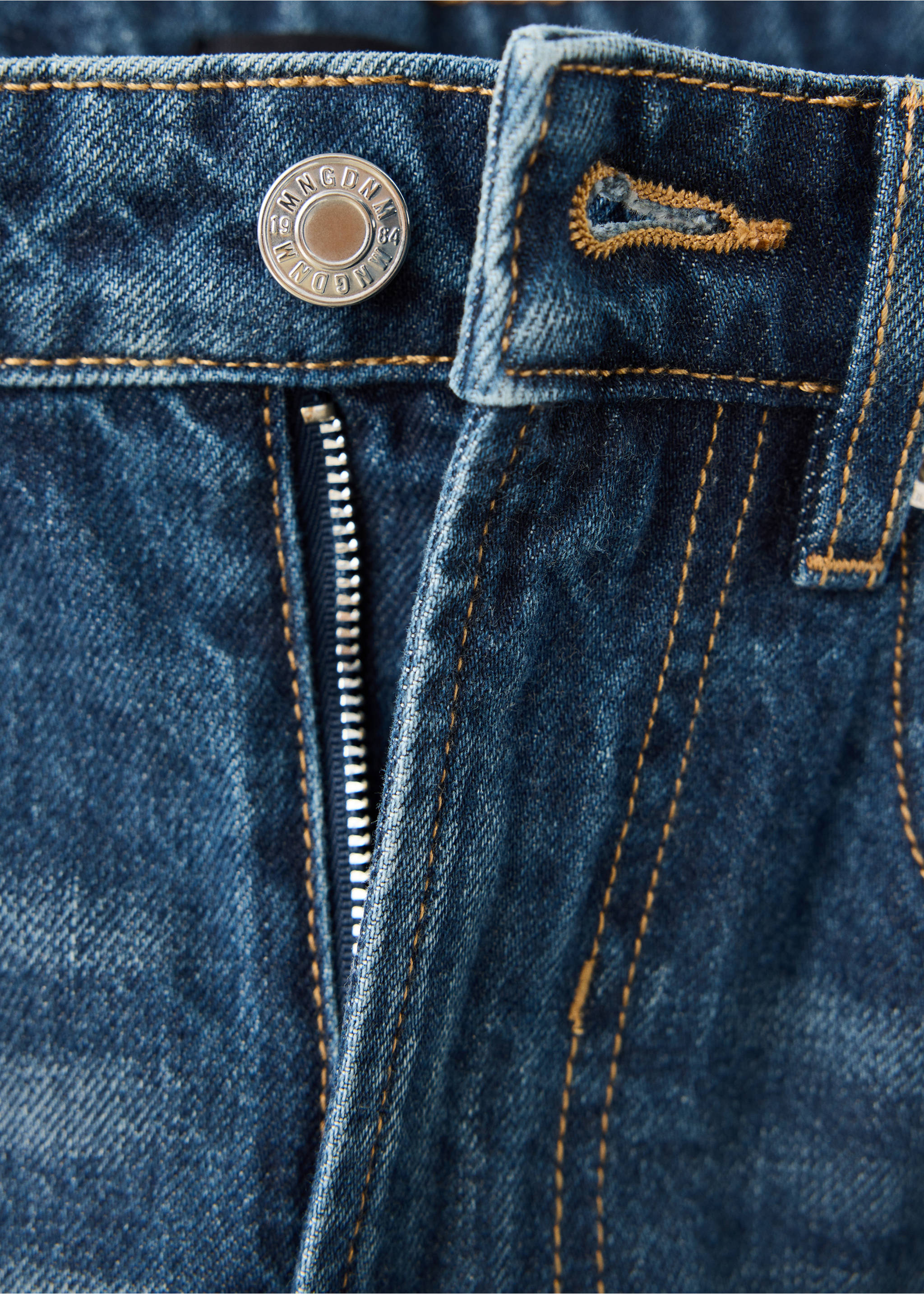 Jeans retos de cintura alta - Pormenor do artigo 8, Azul-escuro. Ref: 37085851-00.