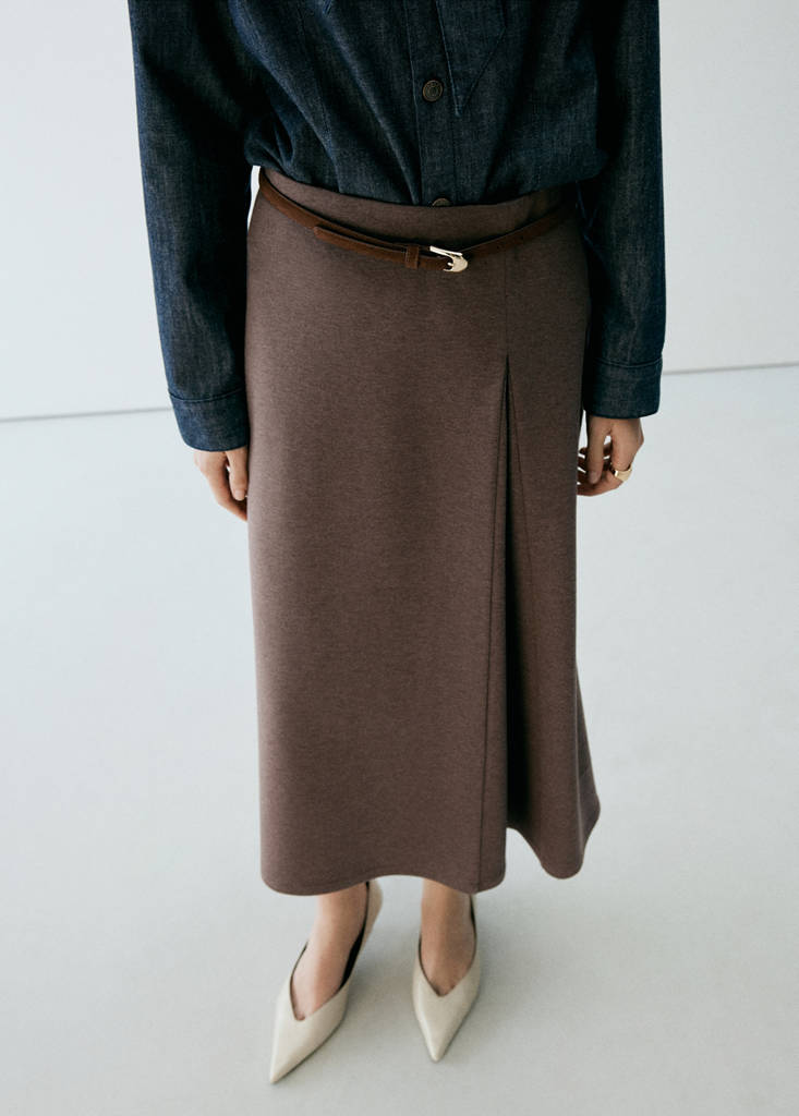 Midi godet skirt — Brown