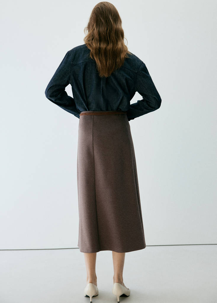 Midi godet skirt — Brown