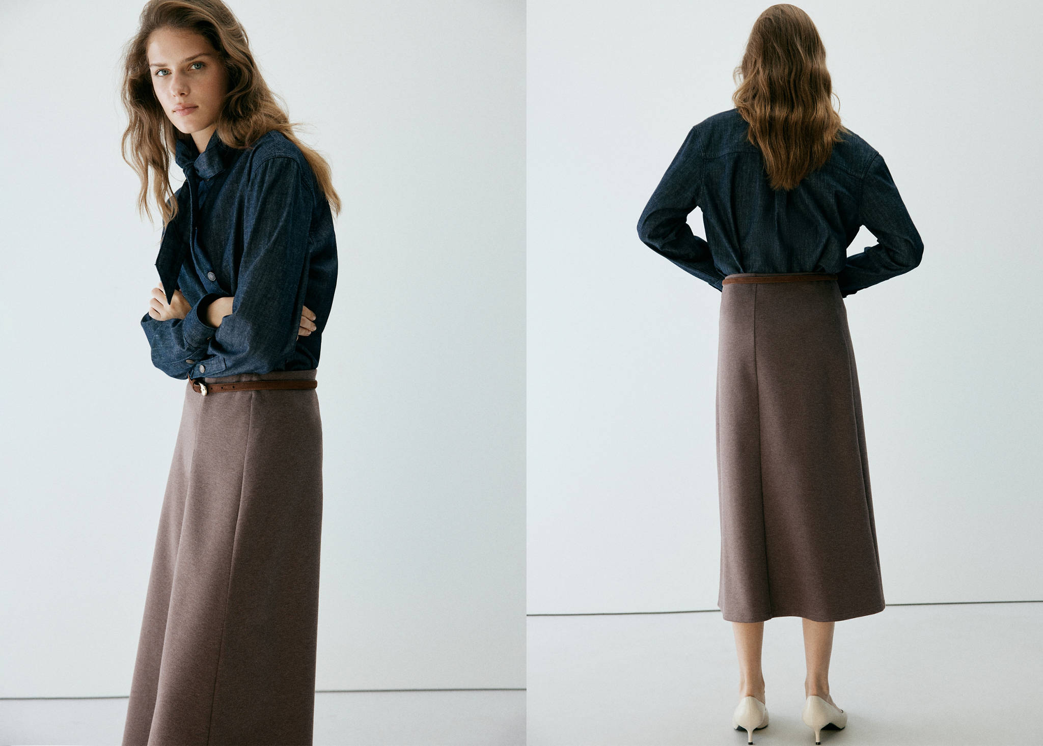 Midi godet skirt - Panoramic plane