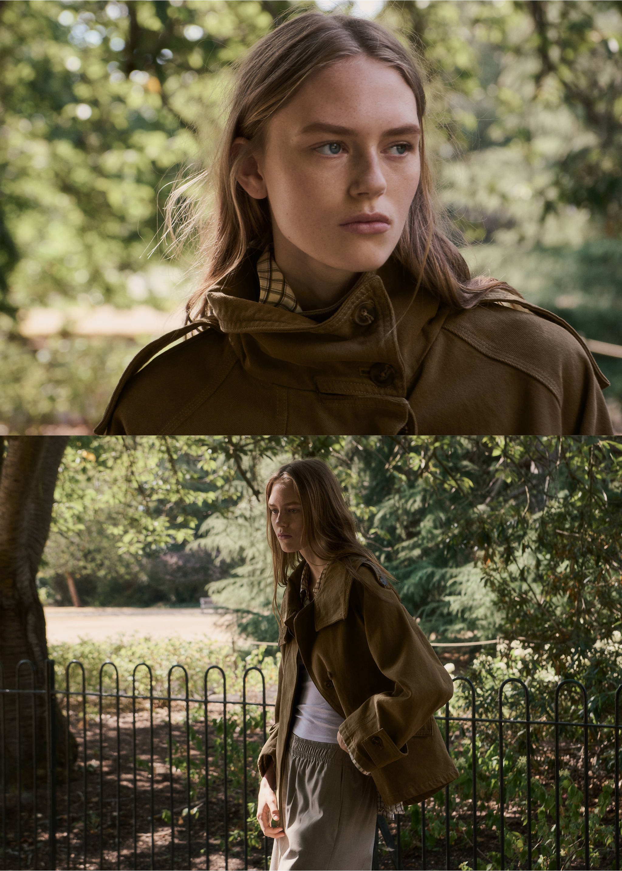Parka denim cuello embudo - Detalle del artículo 1, Khaki. Ref: 37085855-00.