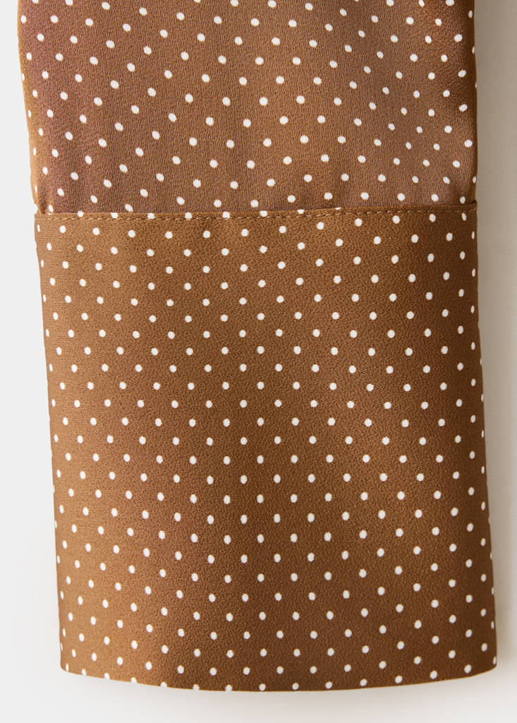 Polka-dot satin-finish shirt — Brown